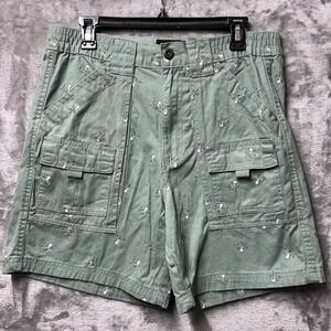 NWOT St Johns Bay Mens Size 34 Cotton Octopus Print Cargo Shorts Sage Green